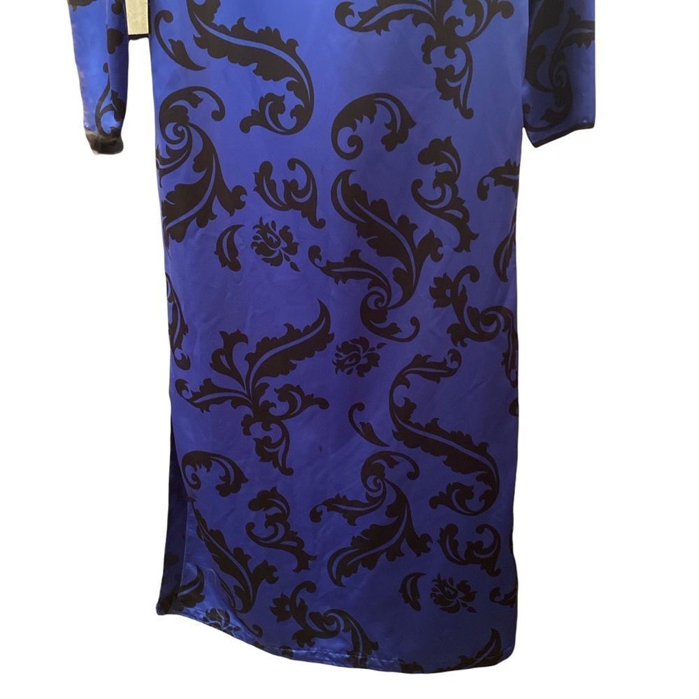 Vintage Oscar de la Renta for Swirl Royal Blue Black Cowl Neck Kaftan - Picture 8 of 9